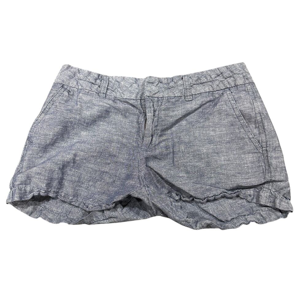 Gap Shorts Womens Size 2 Blue Linen Cotton 2" Inseam Preppy Minimalist Casual